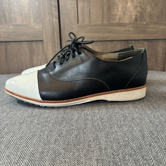 Rollie Women’s 6 Madison Oxford Derby Shoes Lace Up Black White - Picture 1 of 14